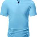 Mancozy Mens V-Neck T Shirts Casual Fashion Longline Shirt Tee for Men (White, XL)