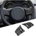 Daeiclru Steering Wheel Button Trim Sticker Compatible with Jaguar XE XEL XF XFL F-PACE E-PACE F-TYPE, Alloy Steering Wheel Button lnner Decoration Cover 10PCS (Low-configuration, Black)