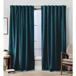 Exclusive Home Curtains Velvet Hidden Tab Top Curtain Panel, 52x84, Teal, 2 Panels
