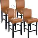 PU Leather Bar Stool Covers with Backs, Waterproof Bar Stool Chair Covers Washable & Wipeable High Back Barstool Slipcovers Chair Protctor for Pub, Counter, Cafe, Dining Room (PU Orange, 4 Pack)