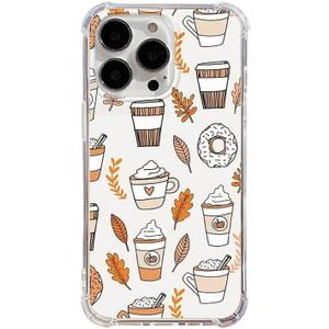 Fall Vibe Case Compatible with iPhone 13 Pro Max, Autumn Leaves Coffee Case for iPhone 13 Pro Max, Trendy TPU Phone Case Cover