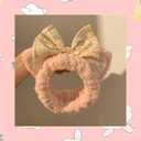 Bear Ear Wash Face Headband, Soft Fluffy Makeup Hair Band for Women Girls, Cute Elastic Spa Hair Wrap for Bath, Shower, Skincare, and Beauty Routine (pink)