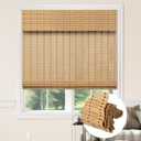 Kokorona Cordless Bamboo Roman Shades with Valance, Light Filtering Bamboo Blinds for Interior Windows, Natural Roll Up Bamboo Shades for Home, Office, Easy Installation, 24" W x 64" H, Natural