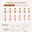 2 x French Tip Press On Nails Almond, Reusable Fake Nails for Women Manicure Set - Party, Daily Wear, 12 Sizes - 24 Pcs with Glue & Jelly Gel, Pearl with Natural Beige Tip