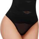 SIMIYA Thong Shapewear Tummy Control for Women High Waist Compression Shapewear Thong Black Size M