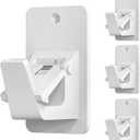 5 x Adhesive No Drill Curtain Rod Brackets - Heavy Duty 30LB Holders for Bathroom Bedroom Kitchen, Universal Damage-Free Window Rod Hooks with Nail-Free Installation (4PC White)