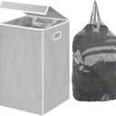 Simple Houseware Foldable Laundry Hamper Basket with Lid and Removable Bag, Gray (Grey) 13"L x 13"W x 22.75"H