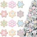 Woanger 60 Pcs Pastel Candy Snowflakes Christmas Tree Hanging Ornaments Wooden Macaron Xmas Candy Snowflake Ornaments for Christmas Tree Wedding Party Winter Party Ceiling Hanging Decor