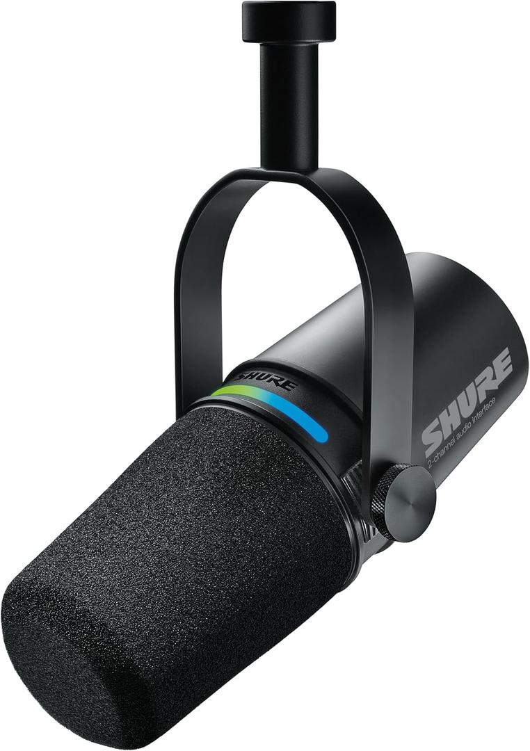 Shure MV7i Smart Microphone with Built-in Audio Interface - Podcast & Musician Mic with 2 Channels, XLR and 1/4", USB-C for Mac/PC/Phone, Advanced DSP Features, All-Metal Design, Auto Level Mode