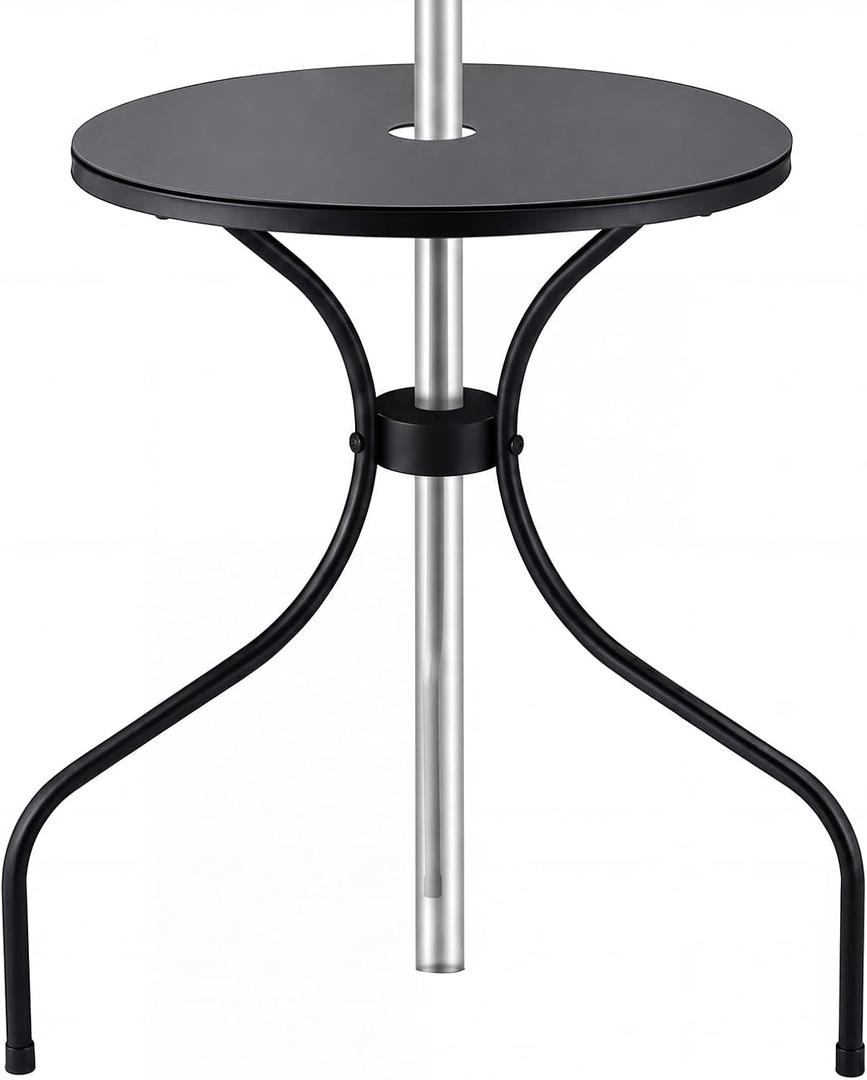 Novabright 15.75 Inch Outdoor Round Patio Umbrella Table Small Patio Round Metal Dining Table with 2 Inch Umbrella Hole Outdoor Cafe Tabletop for Yard Bistro Lawn Balcony Backyard, 14 inches x 14 inches x 19.69 inches