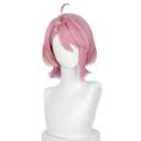 Half and Half Aira Shiratori Cosplay Wig DAN DA DAN Short Pink Anime Wigs with Bangs Light Pink Costume Wigs for Women Halloween Party Daily