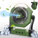 Ausic Portable Misting Fans for Outside, [Max 35H Runtime] Outdoor Cooling Fan for Patios, 8 Inch Battery Operated Rechargeable Fans, Water Spray Fan with LED Light, Travel Beach Camping Essential (10000mAh, Green)