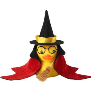Car Rubber Duck, Funny Duck Car Ornaments with Min Magic Hat Broom Glasses Cloak and Wizard Broom for Dashboard Decoration