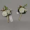Ling's Moment Boutonniere for Men, 2pcs Groom Groomsmen Guest Boutonniere, Artificial Flowers for Wedding/Prom/Homecoming, etc.White Baby Breath Ivory