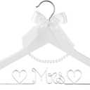 Bridal Dress Hanger Solid Wood Dress Hangers Mrs Letter Hanger Wedding Gift (Silver White Hangers and Pearls)
