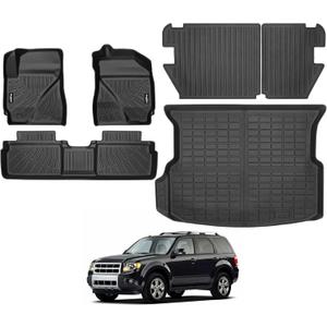 Floor Mats for Ford Escape 2009-2012/Mazda Tribute & Mercury Mariner 2009-2011, Trunk Mat and Backrest Mat All Weather TPE Protector for Ford Escape Accessories