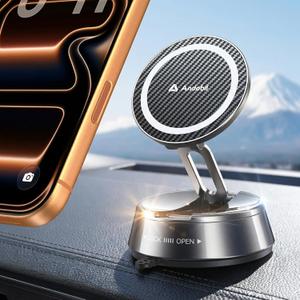 andobil 2026 Upgrade for Magsafe Car Mount [Strongest Suction & Magnet] Vacuum Magnetic Phone Holder for Car 360 Adjustable Car Cell Phone Holder Mount for iPhone 17 Pro Max 16/15/14/13/12 (Matte Gunmetal)