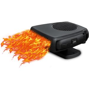 200W Portable Car Heater, 12V Dual Mode Heater and Cooler Fan, 360° Rotatable car heater Defroster Defogger, for Windshield and Interior Comfort