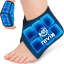 REVIX Ankle Ice Pack Wrap for Plantar Fasciitis with 45-Min Long Lasting Cold, Reusable Foot Ice Pack with Ice Grid Design, Cold Compress Therapy for Achilles Tendonitis, Swelling & Sprained Ankle