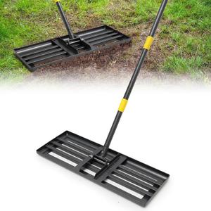 Lawn Leveling Rake, Heavy Duty 30"x10" Ground Leveler with 5FT Adjustable Handle for Yard Garden Lawn Leveling, Soil Sand Spreading Dirt Top Dressing