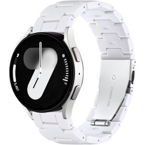 Lerobo Lightweight Resin Band Compatible with Samsung Watch 7 6 5 4 40mm 44mm Galaxy Watch 4 6 Classic 42mm 46mm 43mm 47mm Galaxy 5 Pro 45mm Active 2 40mm 42mm, 20mm Smartwatch Band for Women Men (White)