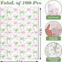 100 Sheets Pink Christmas Toile Tissue Paper, 20 x 14in Coquette Bows and Preppy Pine Cone Gift Wrap Paper for Christmas DIY Craft Winter Holidays Party Supplies (A)