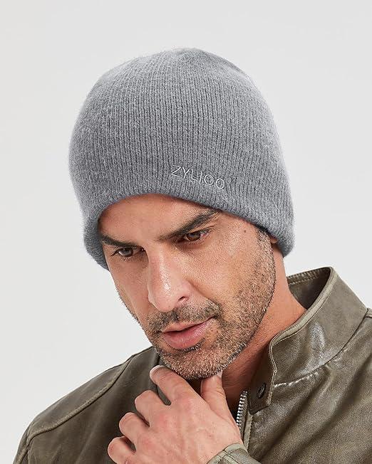 Zylioo S/M/L/XL/XXL/3XL Reversible Beanie Hats for Big and Small Heads, 2 in 1 Double-Sided Warm Beany Hats, Winter Knitted Hats