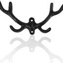 30GO Vintage Cast Iron Deer Antlers Wall Hooks Antler Decorative Hanger | Includes Screws and Anchors (Black)