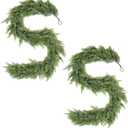 WBHome 2PCS Real Touch Juniper Garland for Christmas Holiday Seasonal Outdoor/Indoor Home Decor, 6FT Long