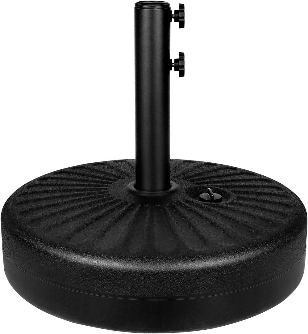 Simple Deluxe 20" Heavy Duty Patio Market Umbrella Base Stand with Steel Holder Water Filled for Outdoor, Lawn, Garden, Round (50lbs, Base-Round)