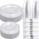 DaYammi 350 Pieces Silver Glitter Dinnerware Set 50 Guest for Party- 50 Dinner Plates, 50 Dessert Plates- 50 Per Rolled Napkins with Silver Cutlery- 50 Disposable Cups 9 OZ