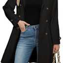 Simplee Womens Trench Coat Double-Breasted Long Dressy Windbreaker Overcoat Fall Winter Outerwear Large
