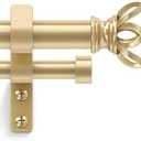 Double Curtain Rod 84 to 120 Inch, Gold Long Dual Curtain Rods with Decorative Aluminium Twisted Cage Finial, 1 Inch Adjustable Heavy Duty Telescopic Spliced Window Treatment Rods, All Metal