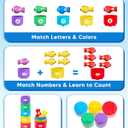Montessori Toys for 1 Year Old, Toddler Fishing Game with Stacking Cups, Learning Educational Toys for 1 2 Year Old Boy Girl Birthday Gifts, Baby Toy 12-18 Months, Sensory Sorting Toy for Toddlers 1-3