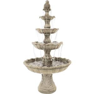Sunnydaze Grand Courtyard 80-Inch 4-Tier Outdoor Water Fountain - Large Outdoor Water Feature for Garden, Patio or Yard - Earth
