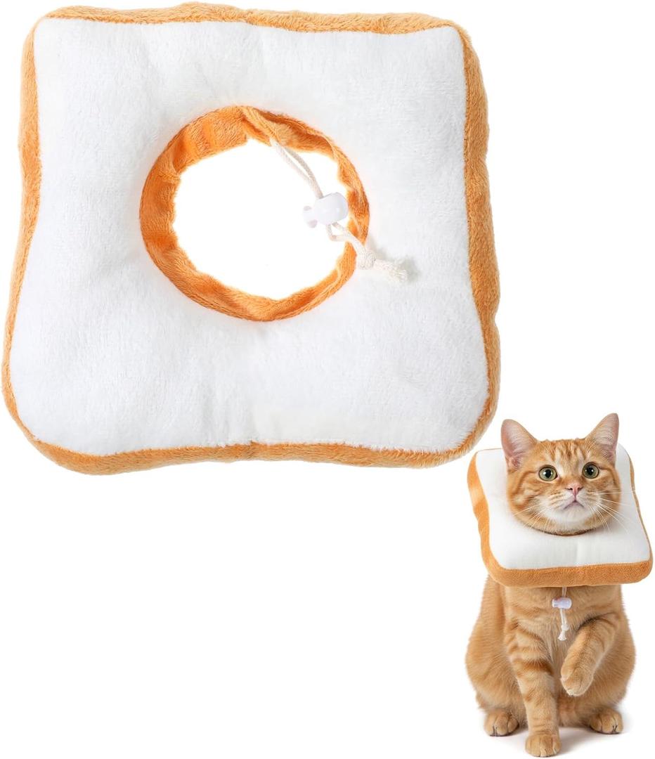 Adjustable Cat Cone Soft Cat Recovery Collar Kitten Cones After Surgery Neutering Toast Pet Neck Strap to Stop Licking Lightweight Comfortable Elizabethan Collar for Puppies Kitten Adult Cats