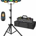 DJ Light with Stand,7IN1 DJ Disco Party Light with Stand&Carry Bag RGB Par Lights,Rotating Ball,Strobe,UV Lighting by DMX Sound Activated Remote Control for Parties Gig Bar Stage