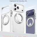 Maledan for iPhone 17 Pro Max Case with Magnetic Stand [MagSafe Compatible], Military Grade Drop Protection 360° Spin Ring, Grip Texture Slim Translucent Camera Control Cover Case for 17 Pro Max White