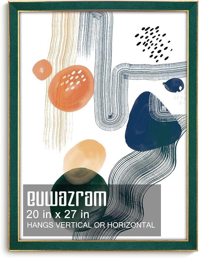 euwazram Suede 20x27 Frame - Single Frame, Christmas Elegant Green 20 x 27 Poster Frame, 20x27 Picture Frame for Artwork Puzzles Photos and Movie Posters