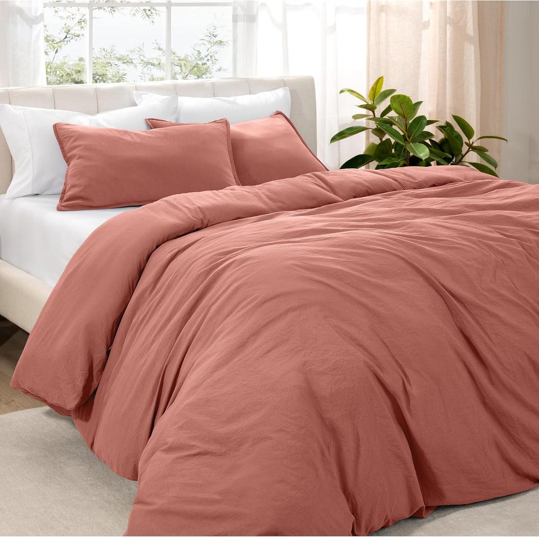 Bare Home Microfiber Duvet Cover Set - Ultra Soft Washed Microfiber - King/California King - Linen-Like Look - Easy Care - Breathable Fabric - Our Softest Duvet Cover Set (King/Cal King, Dusty Rose) (12 - Dusty Rose (No Comforter))