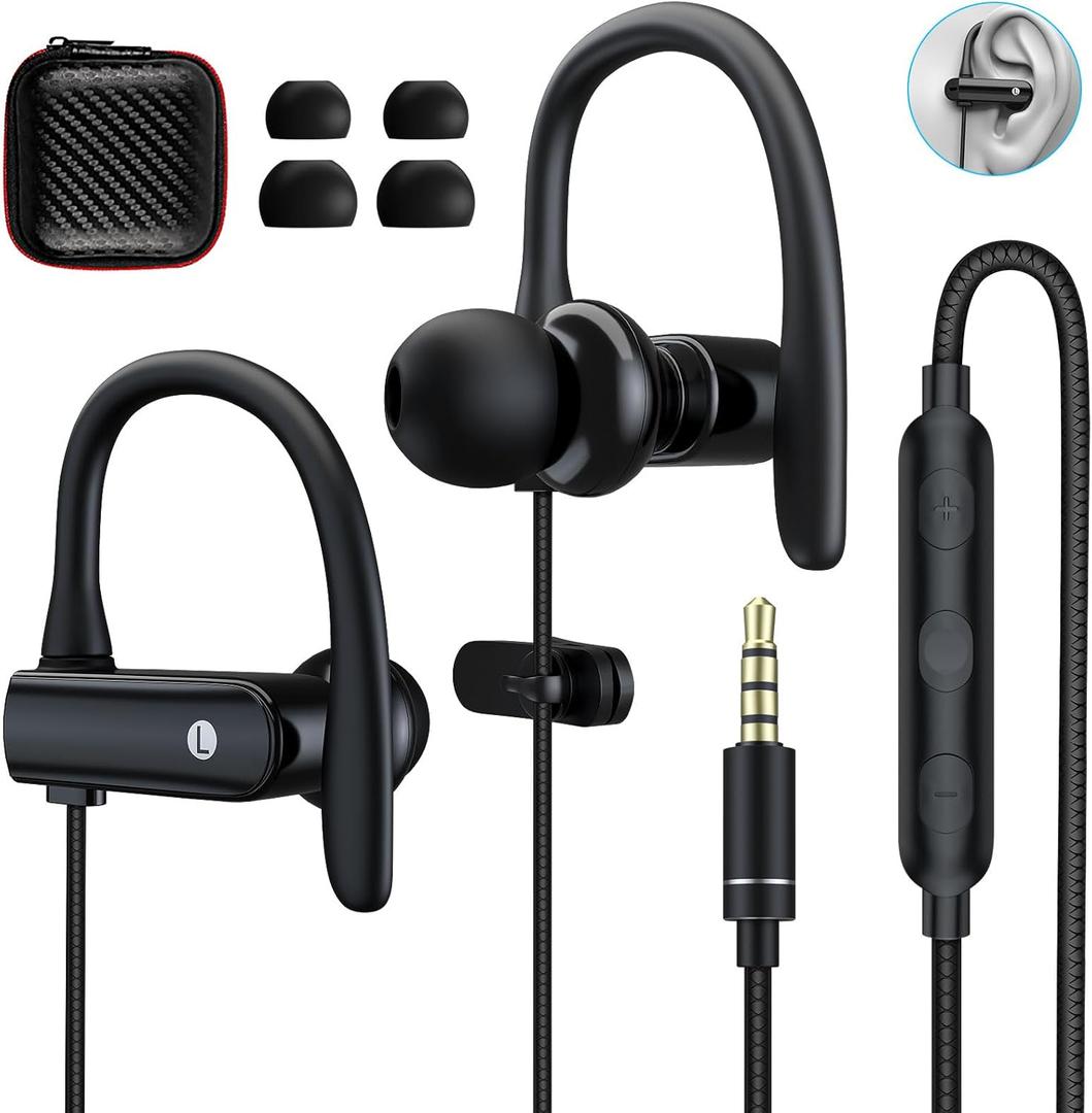 3.5mm Headphones Sport Wired Earbuds with Microphone Noise Isolating Earphone HiFi Stereo Over Ear Buds Wired Plug in with Ear Hook for Samsung Galaxy A15 A03s A14 S10 A12 Moto Switch MP3 Running Fit (Black) 3.5mm Headphones Sport Wired Earbuds with Microphone Noise Isolating Earphone HiFi Stereo Over Ear Buds Wired Plug in with Ear Hook for Samsung Galaxy A15 A03s A14 S10 A12 Moto Switch MP3 Running Fit (Black)
