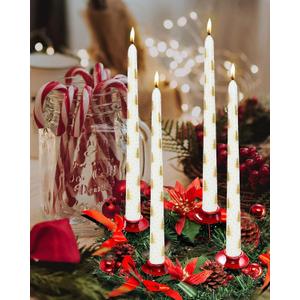 Christmas Taper Candles 10 Inch Unscented Candlesticks with String Light Design for Holiday Table Centerpiece, Fireplace Mantel, Advent Wreaths, Winter Weddings, Seasonal Home Decor,4Pack (10"CHC-gold tree)