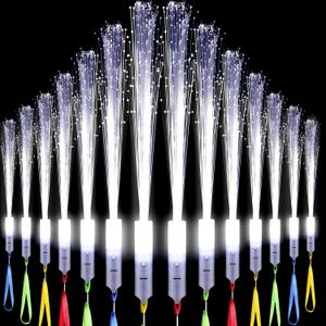 Jecery 144 Pieces White Fiber Optic Wands Glow Sticks LED Light up Wedding Wand with 3 Modes Flashing Sparklers for Wedding Bridal Shower Birthday Glow in the Dark Party Favors Supplies