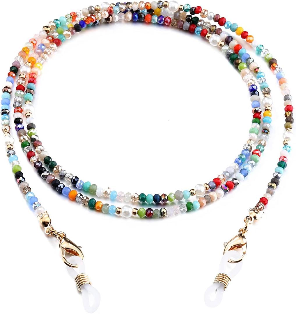 humlbird Mask Lanyard Eyeglasses Chain Healing Crystal Beaded Sunglasses Chains with Pearl for Women