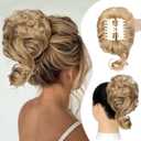 Claw Clip Messy Bun Hair Piece for Women - Wavy Curly Chignon Ponytail Hairpieces, Tousled Updo Extensions Scrunchie for Daily Use, Ash Blonde (1 Count)