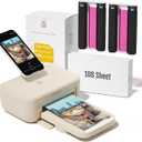 HPRT 4x6 Photo Printer with 108 Sheet Photo Paper& 2 Ribbon, Desktop Instant Picture Printer for iPhone, Smartphone, Thermal Dye Sublimation, WI-Fi Connnecting, Home Use, Beige