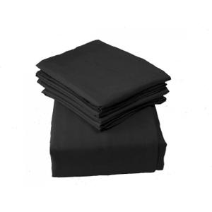 Top Split Flex Head King Size Sheet Set - Egyptian Quality Ultra-Soft Bed Sheets - Double Brushed - Deep Pockets- Easy Fit - 4 Piece Set- Fade Resistant (Black)