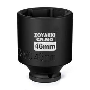 1/2" Drive x 46 mm Deep 6 PT Impact Socket, CR-MO, 1/2-inch Drive 6 Point Axle Nut Socket for Easy Removal of Axle Shaft Nuts (46MM）