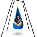 Swing Stand Frame with Sensory Pod Swings,Hammock Chair Swing for Kids,Heavy Duty Metal Swings Frame,Cotton Sensory Swing Chair for Kids Indoor and Outdoor 330LBS Blue