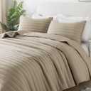 Oversized California Cal King Size Quilt Bedding Sets with Pillow Shams, Beige Lightweight Bedspread Coverlet, Quilted Blanket Thin Comforter Bed Cover for All Season, 3 Pieces, 118x106 inches